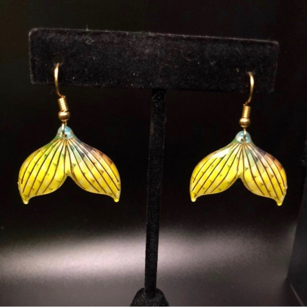 Yellow Mermaid Tail / Fish Tail Earrings